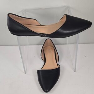 Rohb by Joyce Azria Womens Black Pointed Toe‎ dOrsay Flats Size 9.5